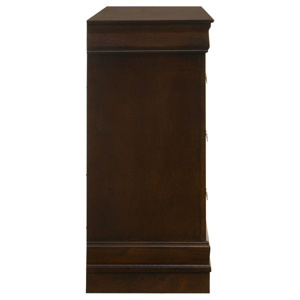 English Elm Frances Six Drawer Dresser Warm Wood Grain Finish with Nickel Bail Handles for Bedroom Cappuccino B062P447790