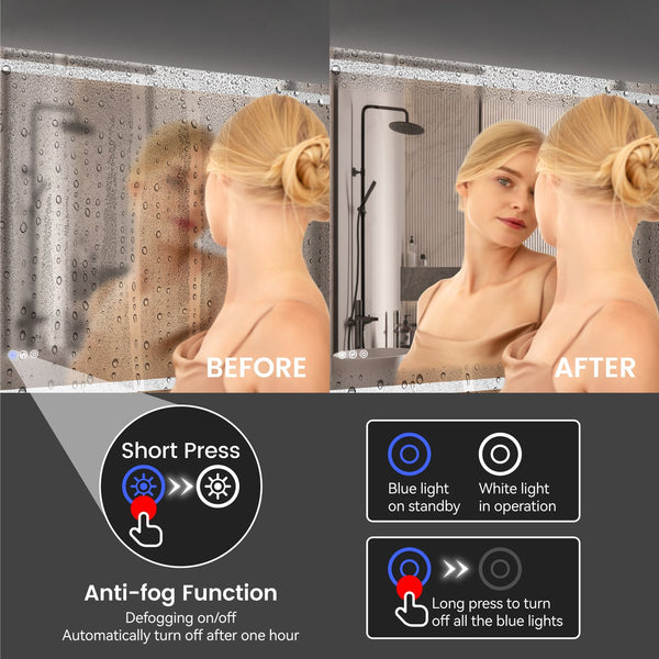 English Elm 48"*36"LED Modern LED Vanity Mirror with Touch Sensor, Dual Front/Back Light, Fog-Free, IP44 Water Resistant, CRI90+ Dimmable Memory T3177P320625