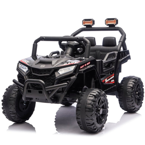 English Elm 12v Kids Electric Utv with 4-wheel Suspension Anti-collision Bar and 2-hour Battery Black W1578P343329