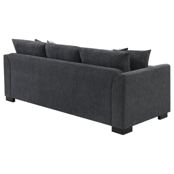 English Elm Pacheco Charcoal Fabric Sleeper Sectional with Chaise Pocket Coil Cushions Modern Living B062P451783