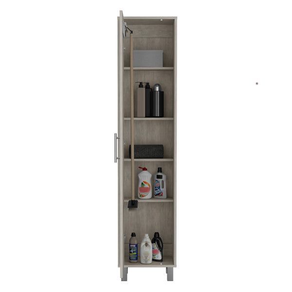 English Elm Storage Cabinet Buccan Laundry Concrete Gray – 5-Shelf Engineered Wood Organizer, Slim Profile B092142828