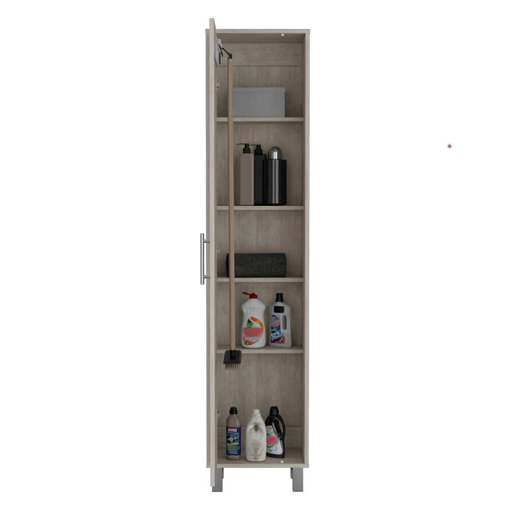 English Elm Storage Cabinet Buccan Laundry Concrete Gray – Tall Engineered Wood Organizer with 5 Shelves, Sleek Bakı B092142828
