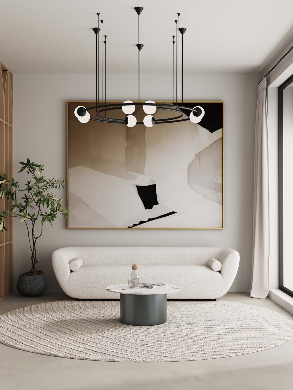 English Elm Alondra Modern Coffee Table With Sintered Stone Top & Black Stainless Steel Base For Stylish Living B365S00055