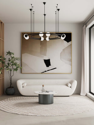 English Elm Alondra Modern Coffee Table With Sintered Stone Top & Black Stainless Steel Base For Stylish Living B365S00055
