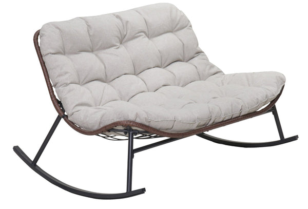 English Elm Double Papasan Rocking Chair Outdoor Pe Rattan Bowl Seat for Patio or Backyard W3990P423123