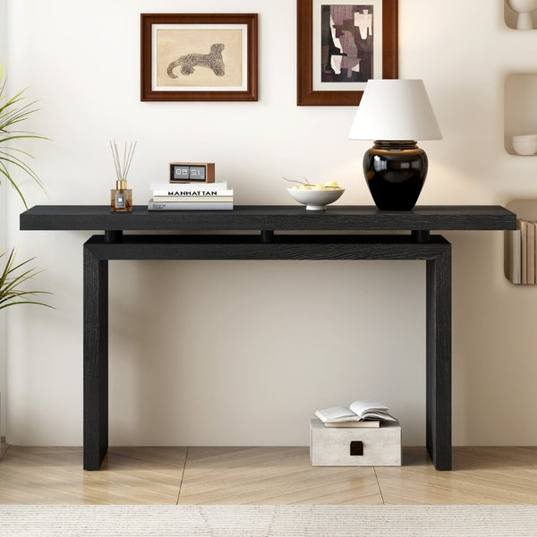 English Elm U_Style Modern Ash Veneer Console Table - Sleek, Minimalist Design For Entryway & Living Room Décor N711P241324B-GIGA