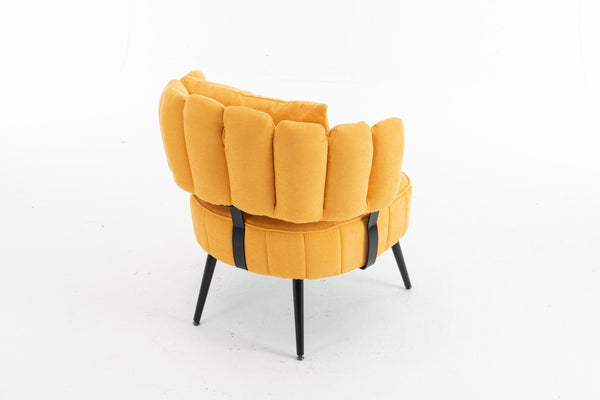 English Elm Decorative Chenille Barrel Tub Chair with Pocket Coil Cushion for Cozy Reading Nooks Yellow W5188P462022