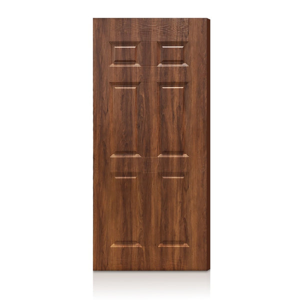 English Elm 36 in Six Panel Walnut Grain Melamine Hollow Core Interior Door Slab Mdf Build B2763P486364