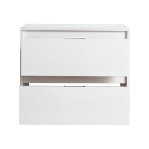 English Elm 72" Float Mount Double Sink Bathroom Vanity Glossy White Plywood Soft Close W999S00536