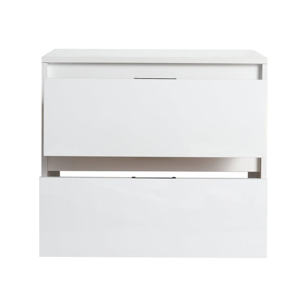 English Elm 72" Float Mount Double Sink Bathroom Vanity Glossy White Plywood Soft Close W999S00536