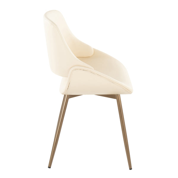 English Elm Fabrico Contemporary Accent Chair with Antique Copper Legs and Plush Faux Leather Upholstery Set Cream B202S01240