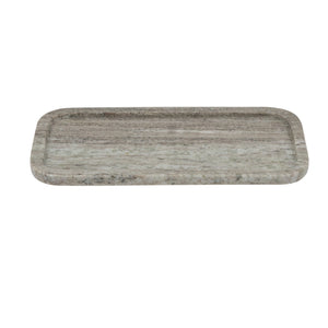 English Elm 12x6" Gray Marble Tray with Raised Edges — Natural Rectangular Organizer for Candles, Decor, Centerpieces W2078P407026
