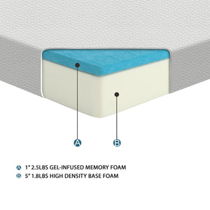English Elm 6-inch Gel-Infused Memory Foam Twin Mattress with Tencel Cover, 6" Profile, Firm Support, Breathable Comfort B011P248239