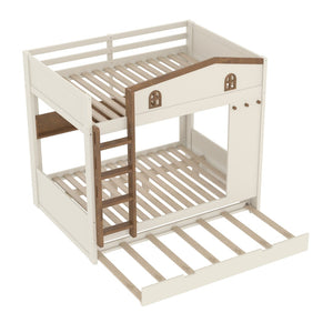 English Elm Twin Triple Metal Bunk Bed Matte Powder Coated Frame with Full Safety Guardrails W1580S00425