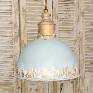 English Elm Retro Blue Pendant Light Vintage-Inspired Metal Shade, Rich Blue Finish for Cozy Elegant Interiors W2946P243894