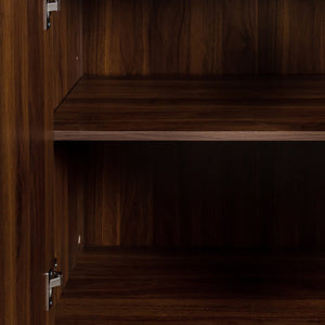 English Elm Cabinet 4-Door Sideboard with 4 Open Shelves, 59" Storage Console Durable Melamine Finish for Home W331P266133