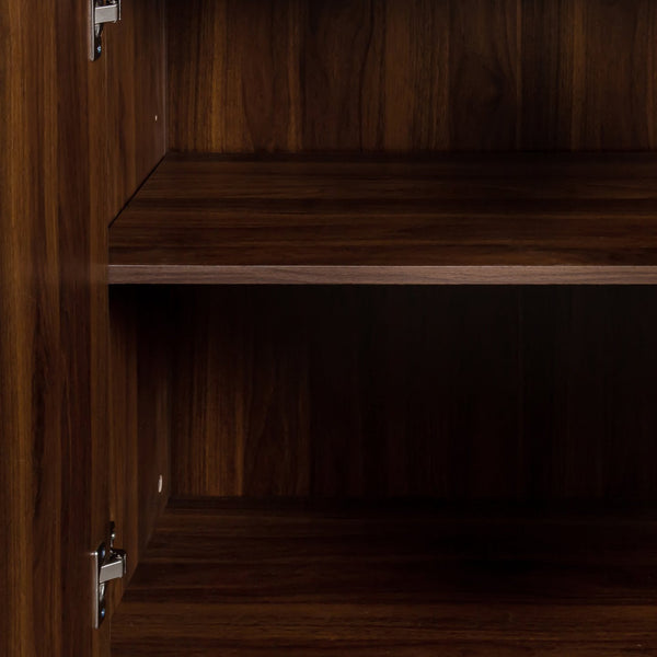 English Elm Cabinet 4-Door Sideboard with 4 Open Shelves, 59" Storage Console Durable Melamine Finish for Home W331P266133