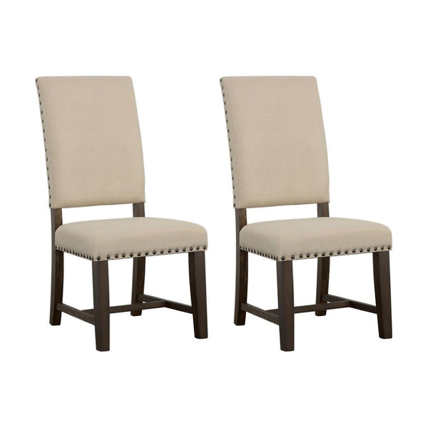 English Elm Set Of 2 Stylish Fabric Upholstered Dining Chairs In Beige & Smokey Black For Modern Spaces B016P369269-GIGA