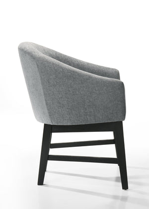 English Elm Haven Gray Fabric Barrel Dining Chairs Set of 2 with Black Legs, Comfort Armrests & Modern Support B061P291337