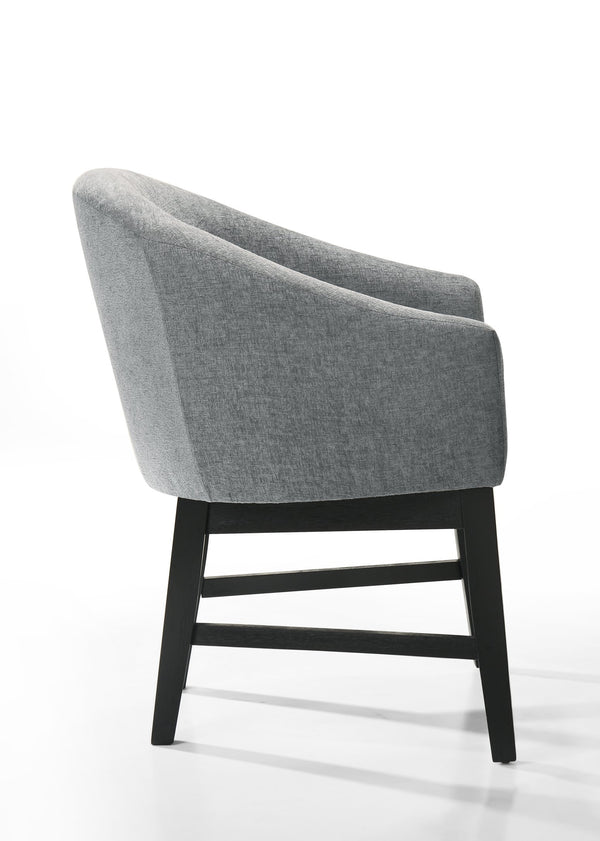 English Elm Haven Gray Fabric Barrel Dining Chairs Set of 2 with Black Legs, Comfort Armrests & Modern Support B061P291337