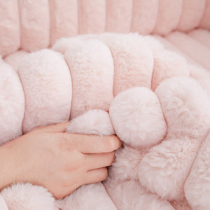 English Elm 3 in 1 Convertible Sleeper Sofa Bed with Plush Fabric, Spring Support, Cozy Skin-Friendly Comfort Light Pink W1767P195963