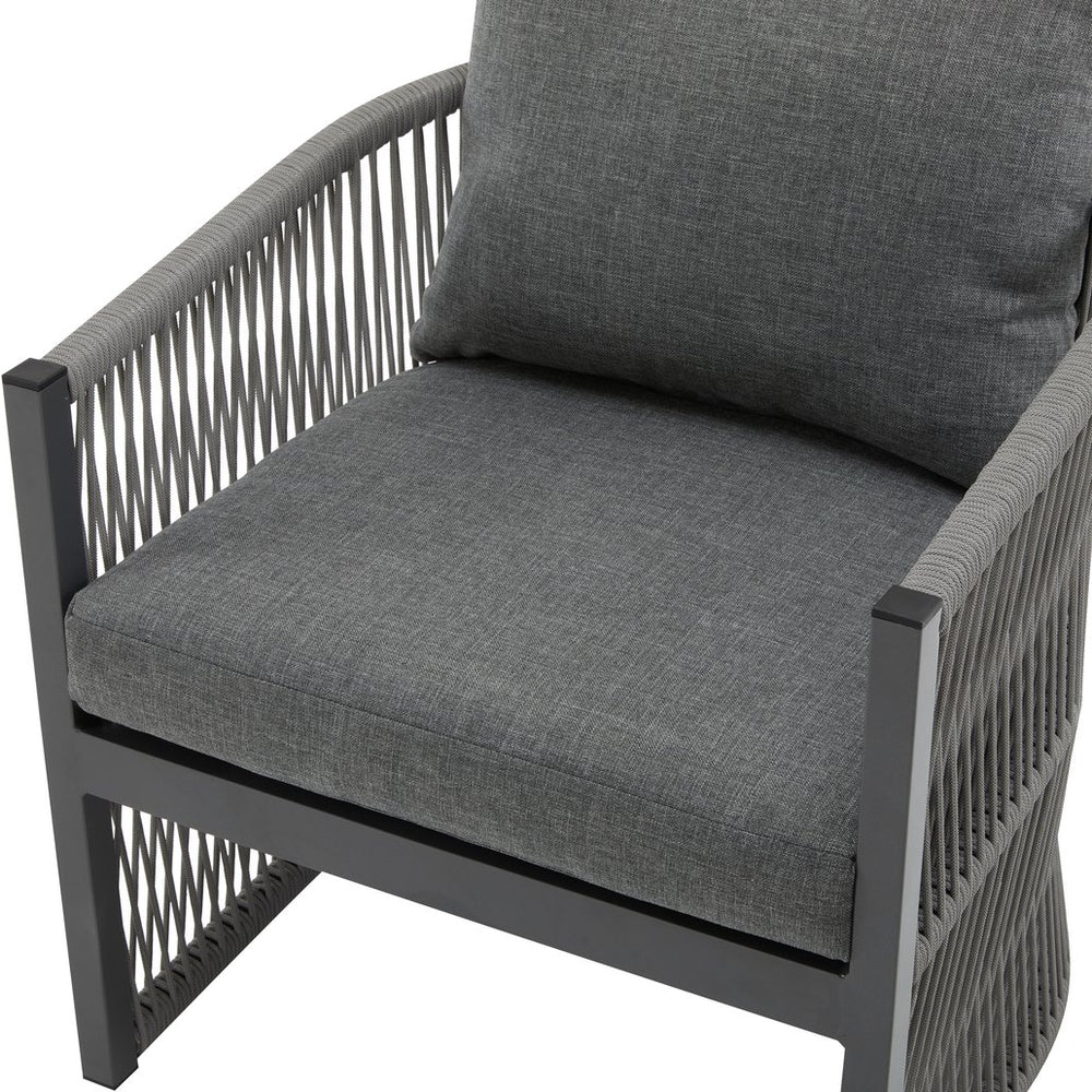 English Elm Christopher Knight Home® - Modern Gray Curved Aluminum Lounge Chair with Rope-Weave Frame, Weatherproof Cushions & Ergonomic Comfort for Patio and Indoor Spaces N767P237033G