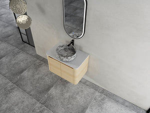 English Elm 30'' Wall-Mounted Bathroom Vanity With Ceramic Art Sink & Soft-Close Doors For Modern Spaces W999S00465