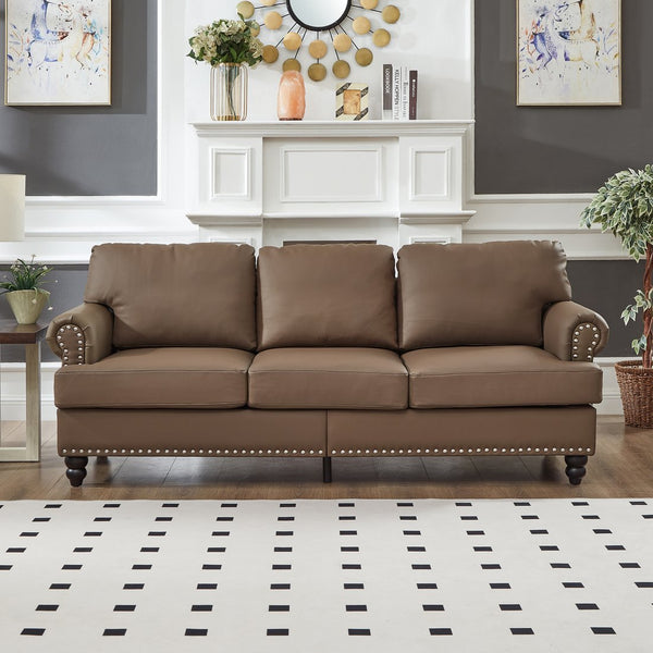 English Elm 83" Modern Classic Three-Seater Sofa with Storage, Upholstered Polyester, Solid Wood Frame, 900lb Capacity Brown W1097S00178