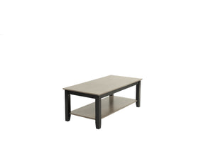 English Elm Gray Modern Two-Tone 47" Coffee Table with Walnut Veneer Top, Solid Rubberwood Legs & Shelf Storage B011P396179