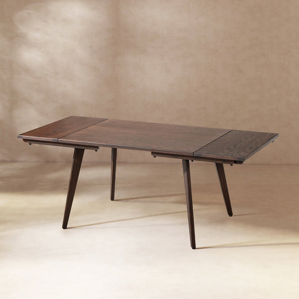 English Elm Jennifer Taylor Home - Capri Solid Red Oak Extendable Dining Table 47–78.5" Seating 4–6, Mid-Century Tapered Legs, Grain Finish Dark Brown B2719P395574