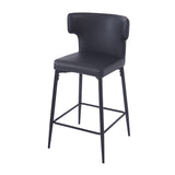 Christopher Knight Home® - Noble House - - 28Inch Counter Height Bar Stools Set Of 2, Modern Bar Upholstered Chairs With Pu Leather, Metal Footrest And Frame For Kitchen Island, Bar Table, Dining Room, Black