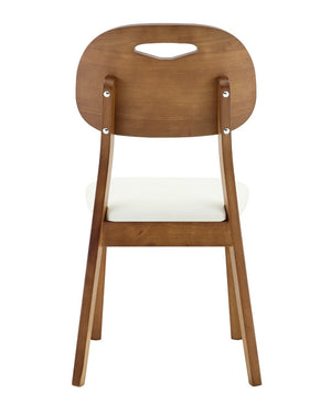 English Elm 2 Solid Walnut Toned Wood Dining Chairs Gray Fabric Seat Hollowed Backrest Modern Walnut,White W1151P455539