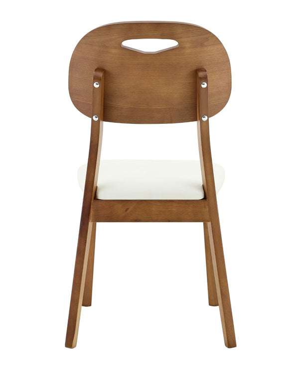 English Elm 2 Solid Walnut Toned Wood Dining Chairs Gray Fabric Seat Hollowed Backrest Modern Walnut,White W1151P455539