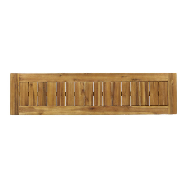 English Elm Nestor Solid Acacia Outdoor Bench Set of Two Slatted Natural Wood Patio Seating 63892.00