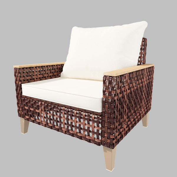 English Elm High Back Rattan Outdoor Sofa Set 5 Piece 7 Seat Patio Furniture with Thick Cushions W2071S00009