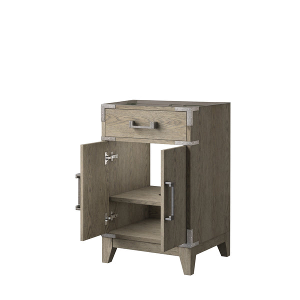 English Elm Grey Oak Single Bath Vanity - Modern 20" W X 18" D Design With Soft-Close, Solid Wood Frame Storage B2731P259733
