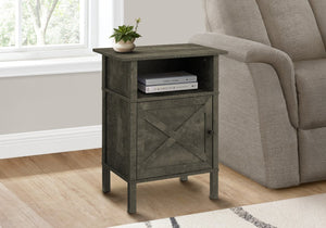 English Elm Accent Side Table with Open Shelf and Cabinet Storage for Compact Living Spaces Black B2710P461701