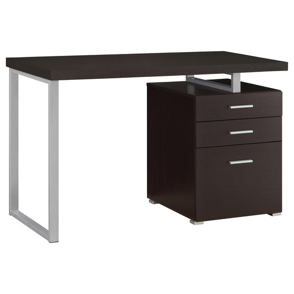 English Elm Modern 47.25-inch Reversible 3-Drawer Office Desk with Silver Metal Frame and File-Ready Storage Cappuccino 51.75 L x 26 W x 5.66 H B011P362061