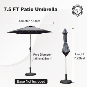 English Elm 7.5FT Patio Umbrella with Crank & Tilt, UV & Water-Resistant 180G Polyester Canopy, Vent Top Gray W1859P195952