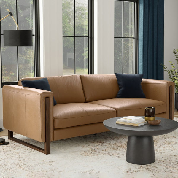 English Elm Richard 83-Inch Genuine Leather Sofa - Eco-Friendly, Durable Comfort For Modern Living Rooms B136P364288-GIGA