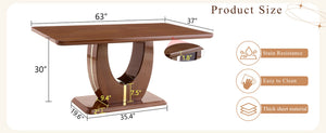 English Elm Modern Mdf Dining Table Seats Six with U-shaped Legs for Minimalist Interiors Wood W1151S04163