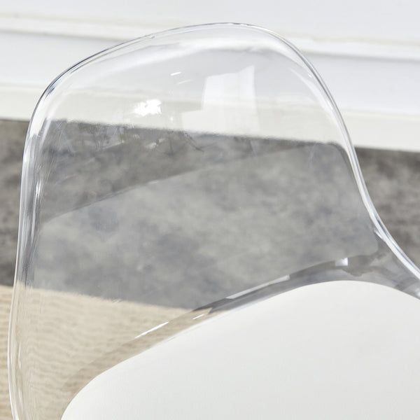 English Elm Modern PU Bar Stools Set of 2 — 360° Swivel, Height Adjustable, Waterproof Leather, Ergonomic White Finish W1151P200322