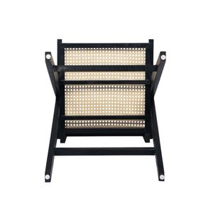 English Elm Christopher Knight Home® - 27'', Modern minimalist bar stool set of 2 with cane PE rattan seats, solid rubberwood frame, durable craft finish Black,Natural N780P237929B