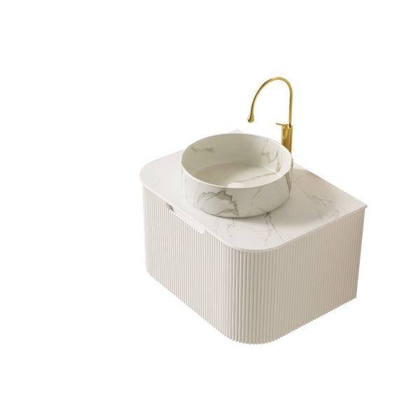 English Elm Dina Floating Bathroom Vanity with Sintered Stone Top and Crystal Glass Basin White W2615S00431