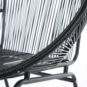 English Elm Nusa Outdoor Pe Rattan Patio Chairs with Iron Frame Airy Oval Weave Set of 2 Black N775P422987B
