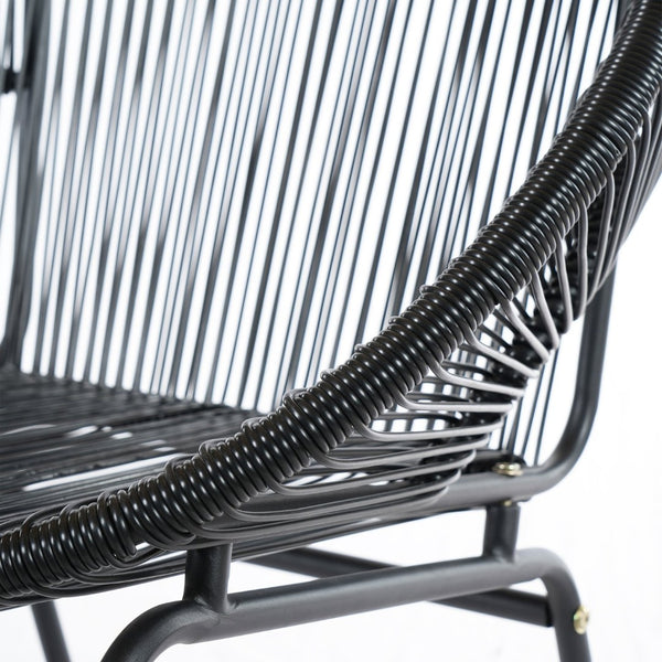 English Elm Nusa Outdoor Pe Rattan Patio Chairs with Iron Frame Airy Oval Weave Set of 2 Black N775P422987B
