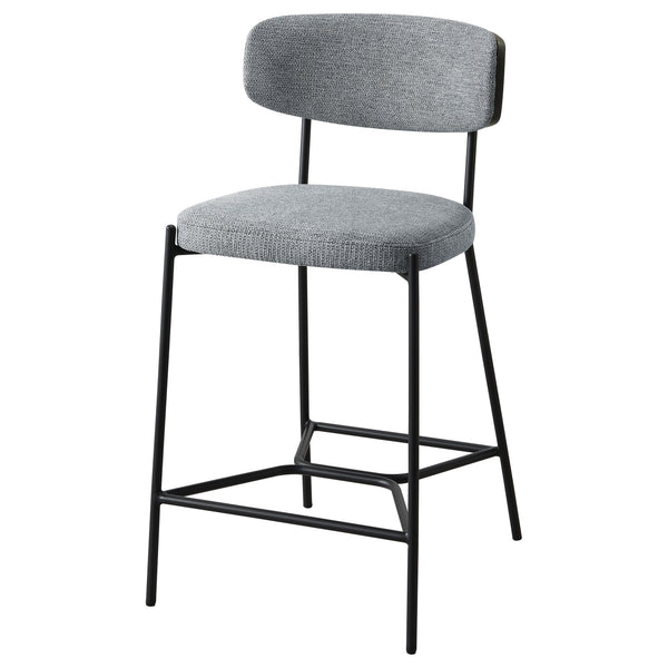 English Elm Joy Counter Height Bar Stool Set of 2 — Modern Curved Back Support, Geometric Metal Footrest, Durable Frame Grey B062P299863