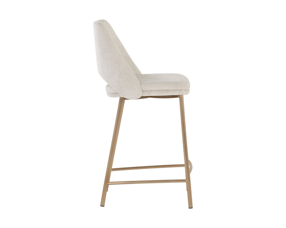Sunpan RADELLA Counter Stool - Modern Bergen Taupe Upholstery with Antique Brass Base for Stylish Comfort 108515