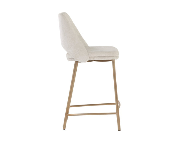 Sunpan RADELLA Counter Stool - Modern Bergen Taupe Upholstery with Antique Brass Base for Stylish Comfort 108515