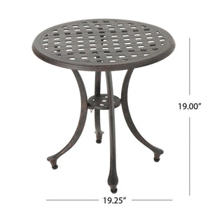 English Elm Christopher Knight Home® - Outdoor 19" Cast Aluminum Side Table - Stylish, Durable, Weather-Resistant Accent For Your Patio N773P348299B
